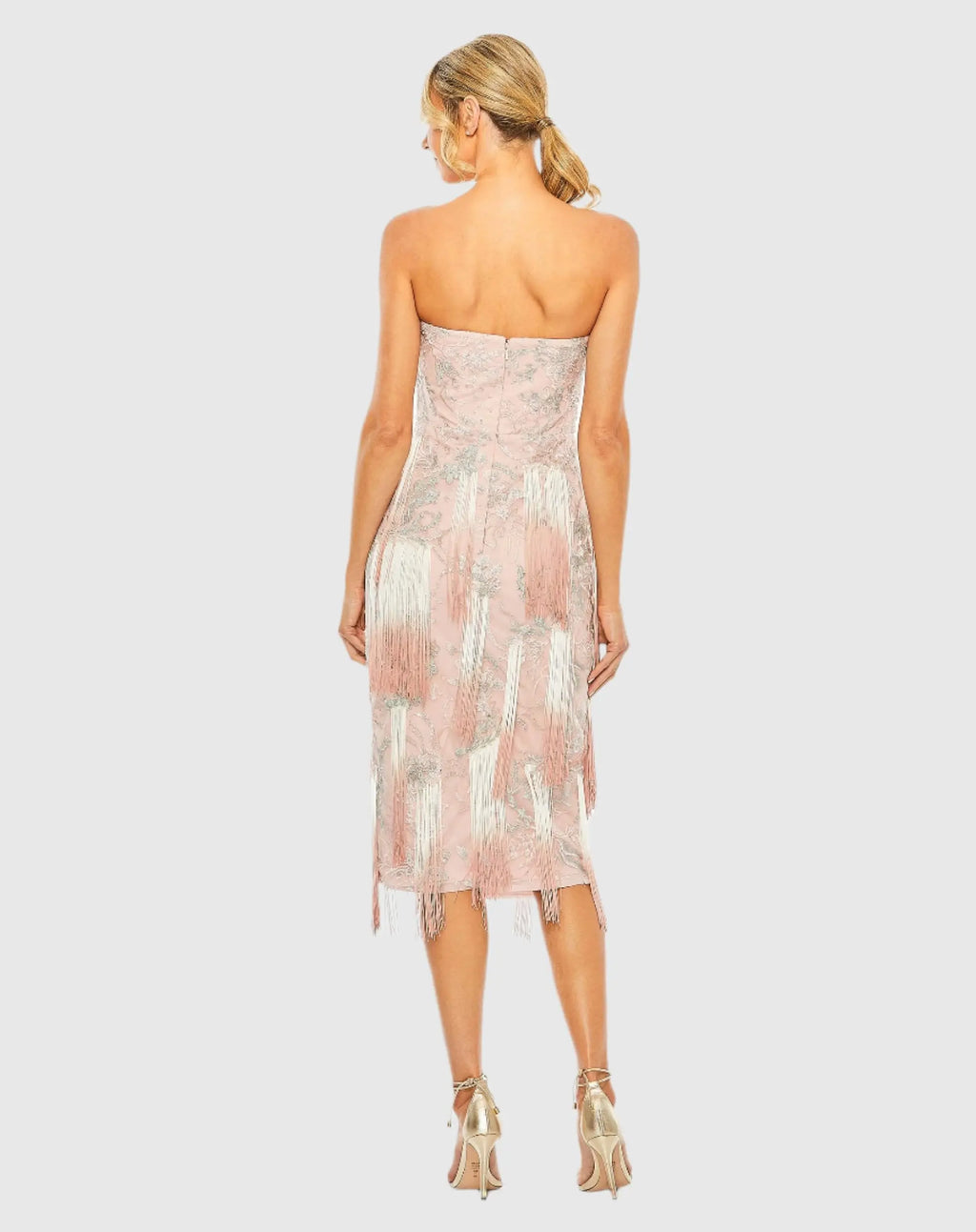 Pink Bow Front Ombre Fringe Detailed Dress - FINAL SALE