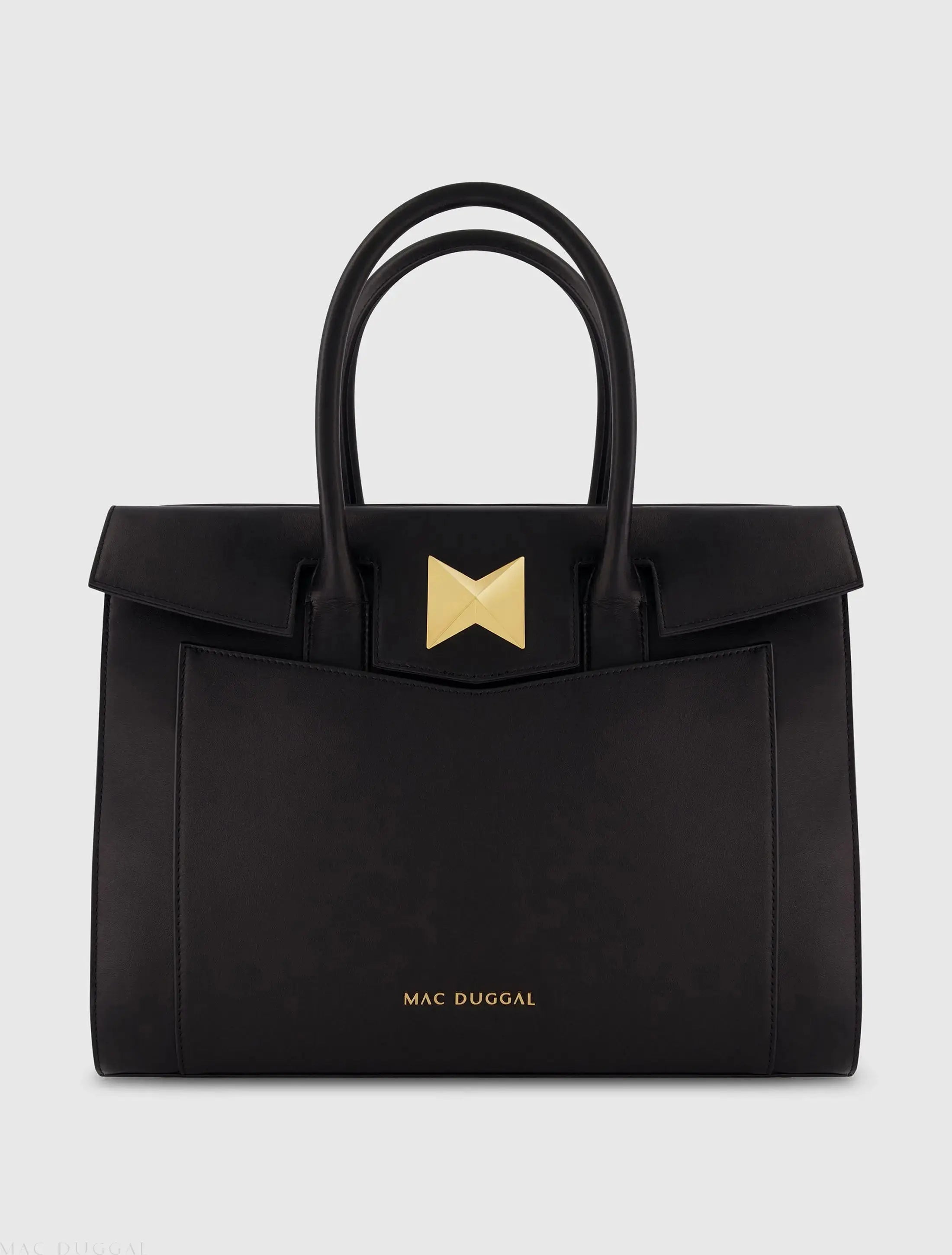 Large Leather Briefcase Bag With Gold Hardware
