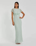 Beaded Blouson Column Gown