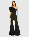 Black One Shoulder Ruffle Detail Flare Pant Jumpsuit - FINAL SALE