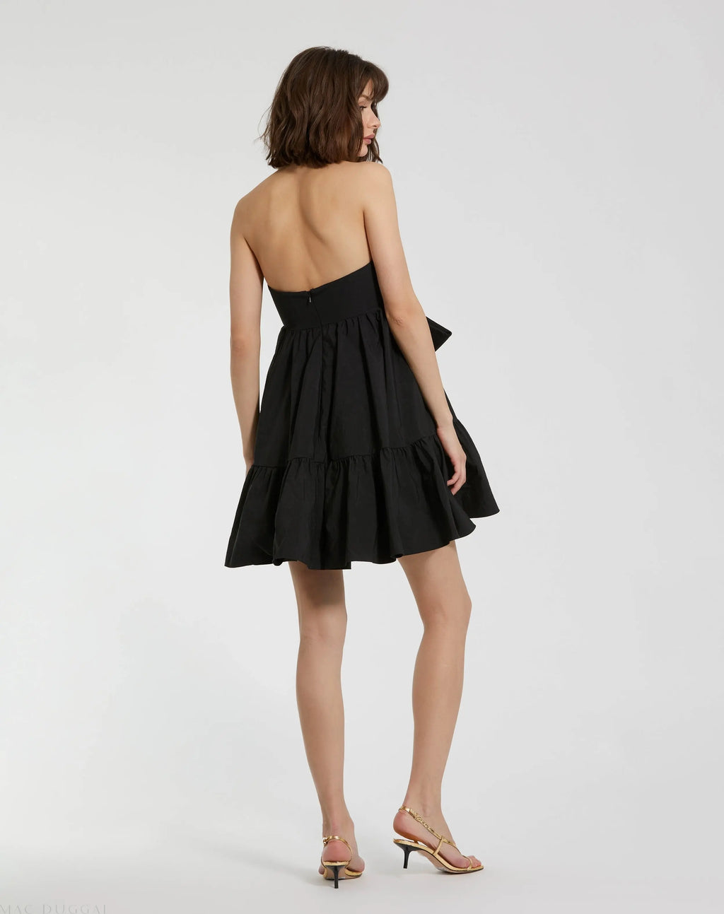 Black Faille Strapless Twist Bow Mini Dress - FINAL SALE