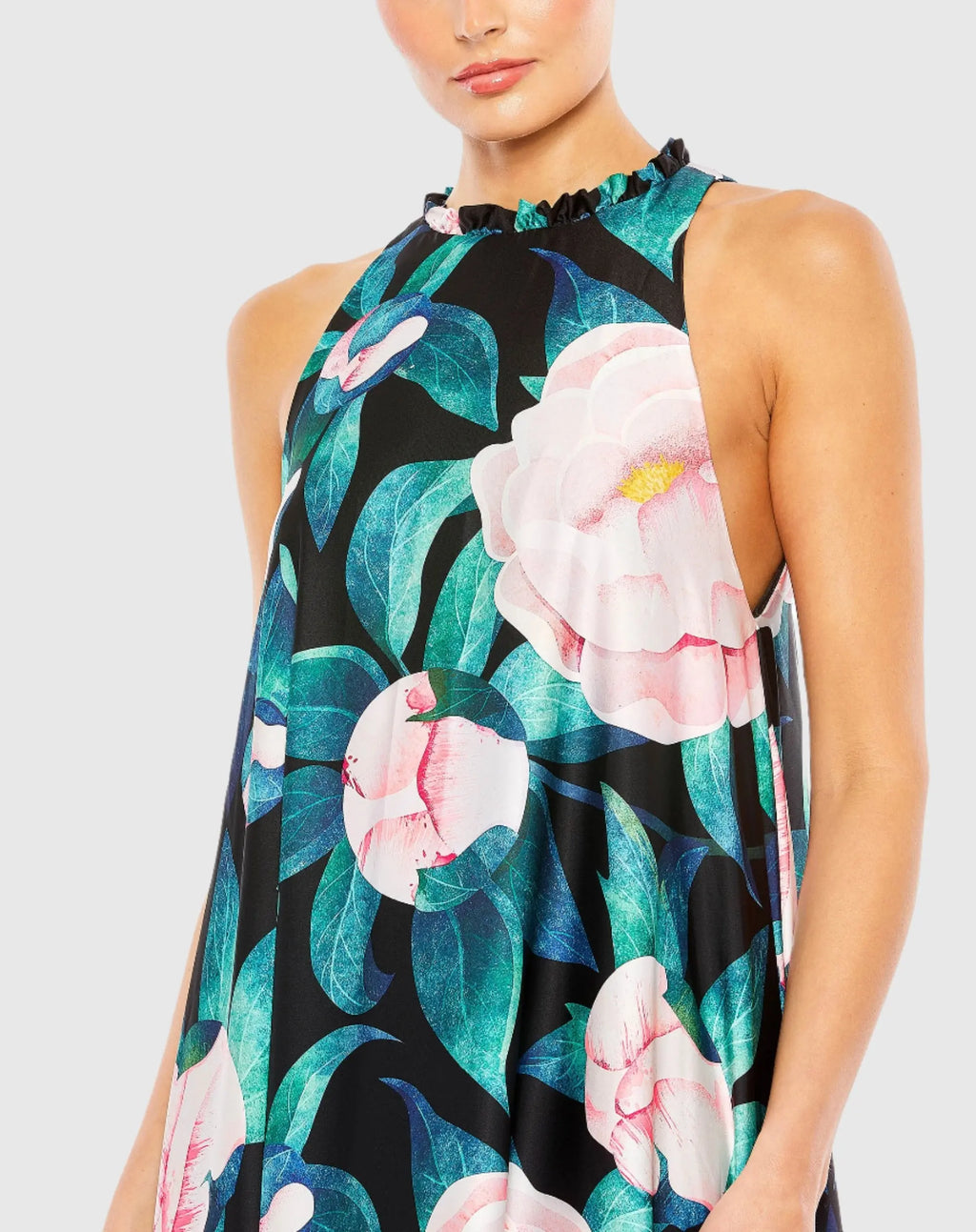 Multicolor High Neck Floral Babydoll Long Dress - FINAL SALE