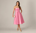 Strapless Bow Waist Mikado Midi Dress In Cherry Blossom