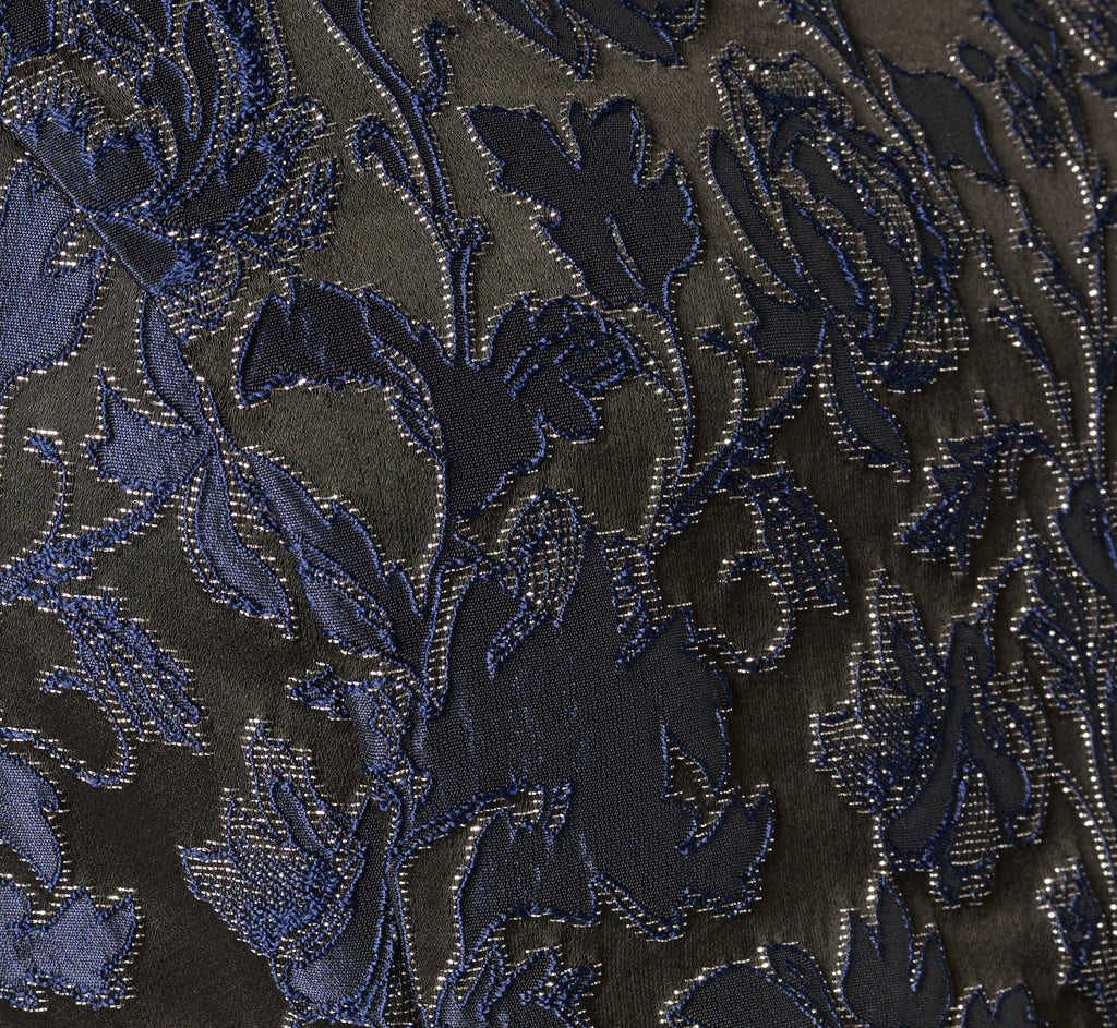 Jacquard Tie Front Fit And Flare Midi Dress In Black Navy