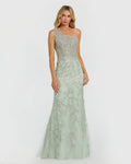 One Shoulder Hand Embellished Evening Gown