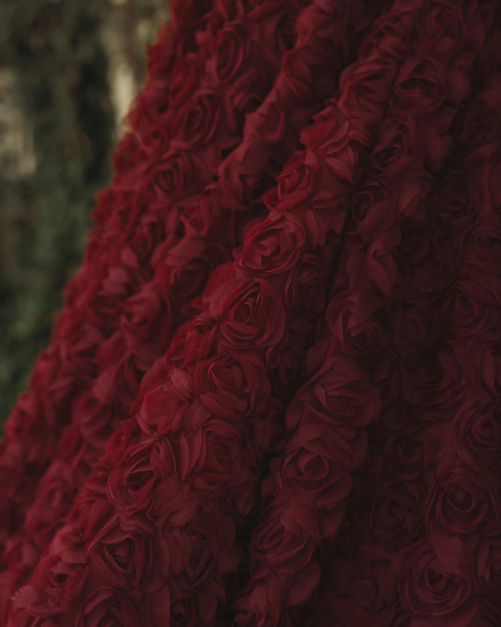 Red One Shoulder 3D Floral Rosette Midi Dress
