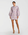 Brocade Balloon Sleeve Fitted Mini Dress