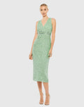 Sequined Sleeveless V-Neck Midi Sheath Dress