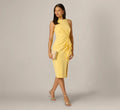Sleeveless Draped Stretch Sheath Dress In Warm Sun