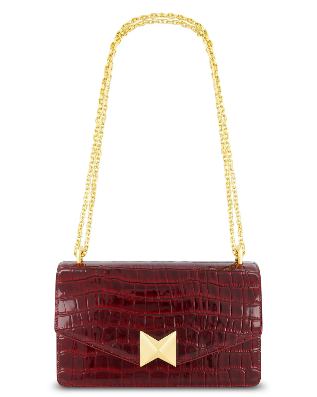 Red Crocodile Leather Shoulder Bag With Gold Hardware - FINAL SALE