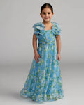 Chiffon Ruffle Shoulder Dress