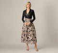 Long Sleeve Combo Tuxedo Ankle Length Gown In Black Blush