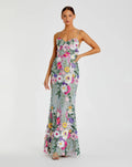 Floral Embroidered Sleeveless Bustier Gown