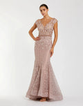 High Neck Shoulder Flower Detail Mermaid Gown