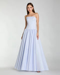 Light Purple Strapless Satin Drop Waist Ball Gown