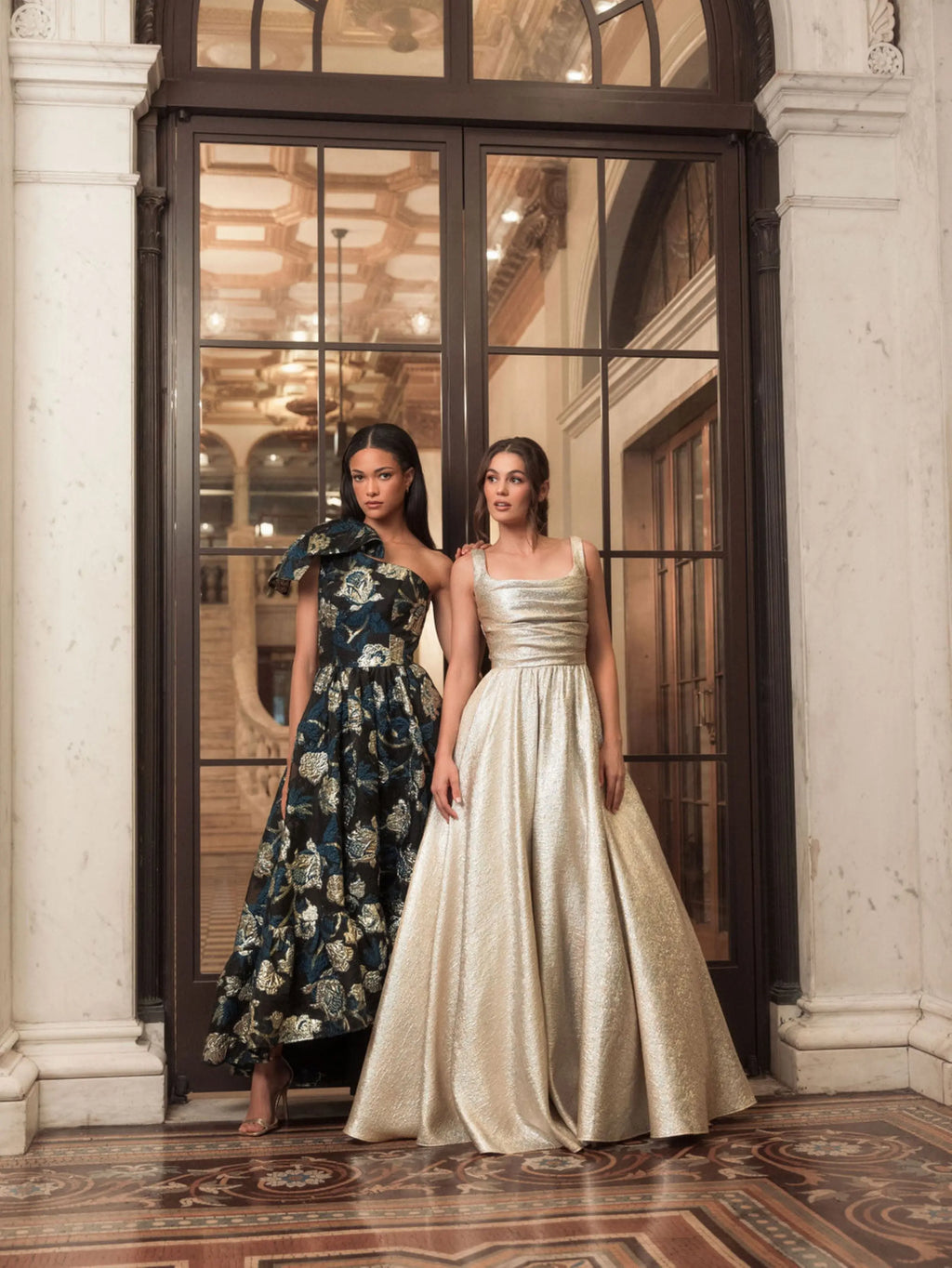 Gold Metallic Pleated Bodice Ball Gown