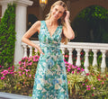 Metallic Floral Jacquard Midi Dress In Blue Multi