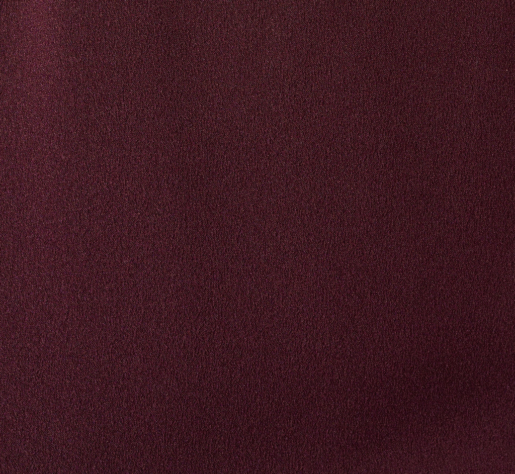 One Shoulder Satin Bow Crepe Gown In Bordeaux Glow