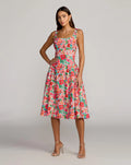 Multicolor Sleeveless Floral A-Line Midi Dress