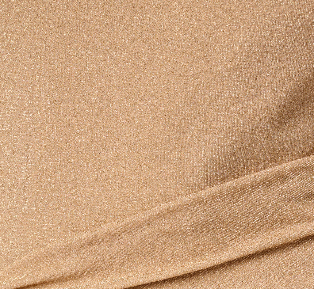 Metallic Stretch Knit Draped Gown In Light Gold