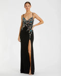 Black Multi Color Beaded Floral Cami Gown - FINAL SALE