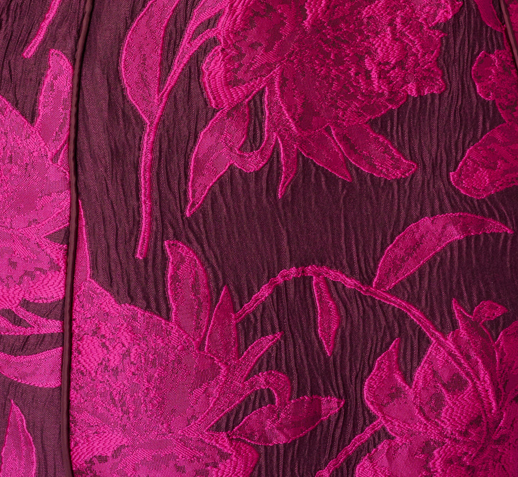 Floral Jacquard Short A Line Dress In Burgundy Pink