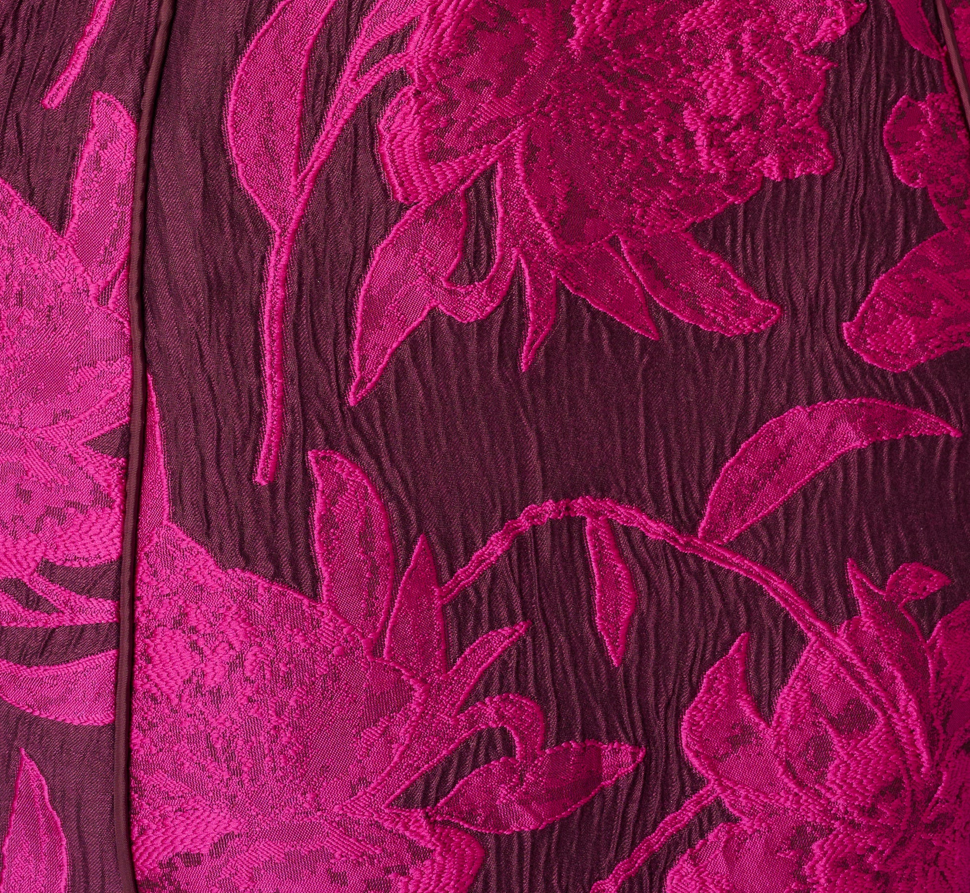 Floral Jacquard Short A Line Dress In Burgundy Pink