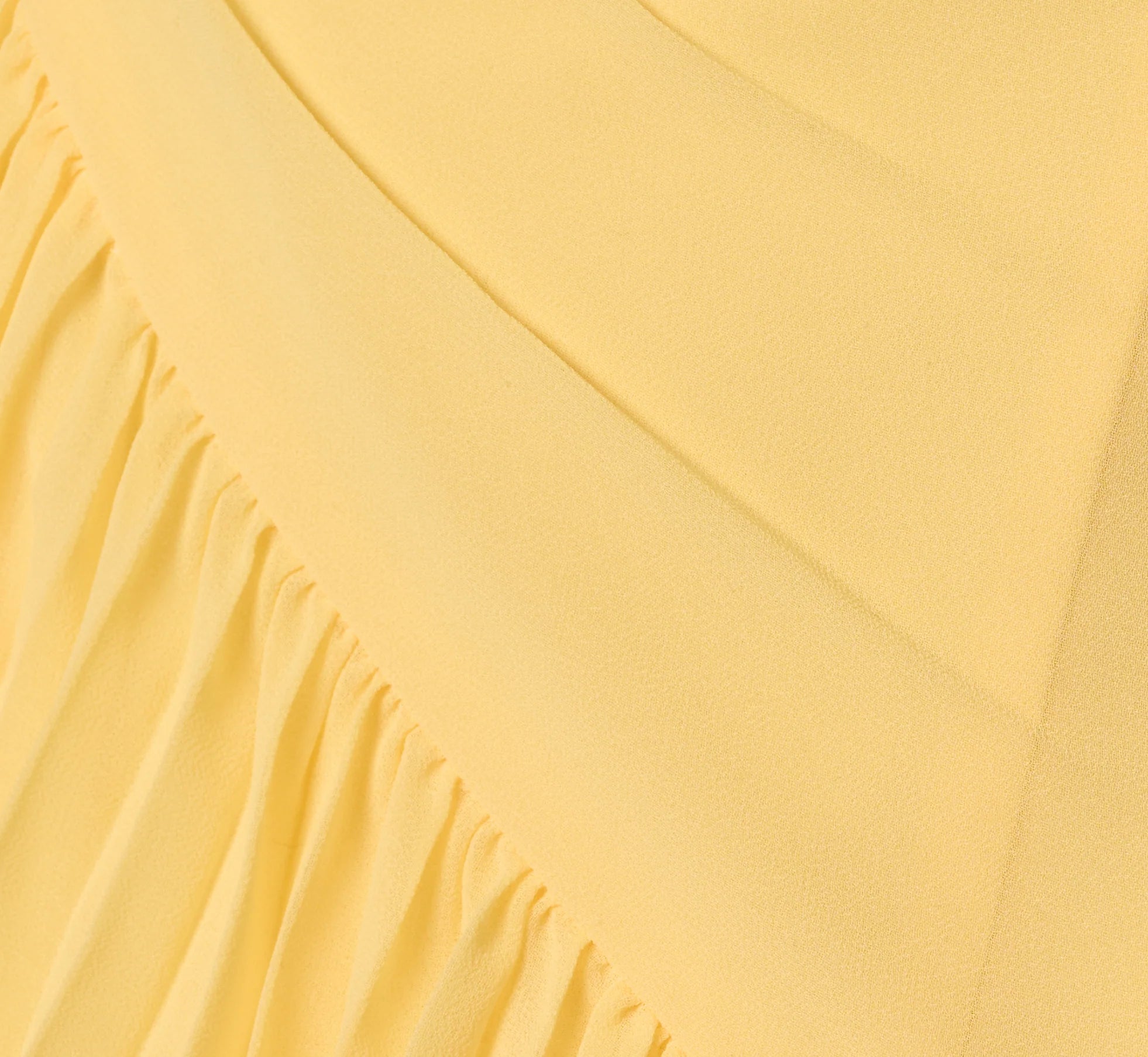 One Shoulder Pleated Flounce High Low Gown In Butter Yellow