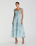Floral Embroidered Sweetheart Neckline Midi Dress