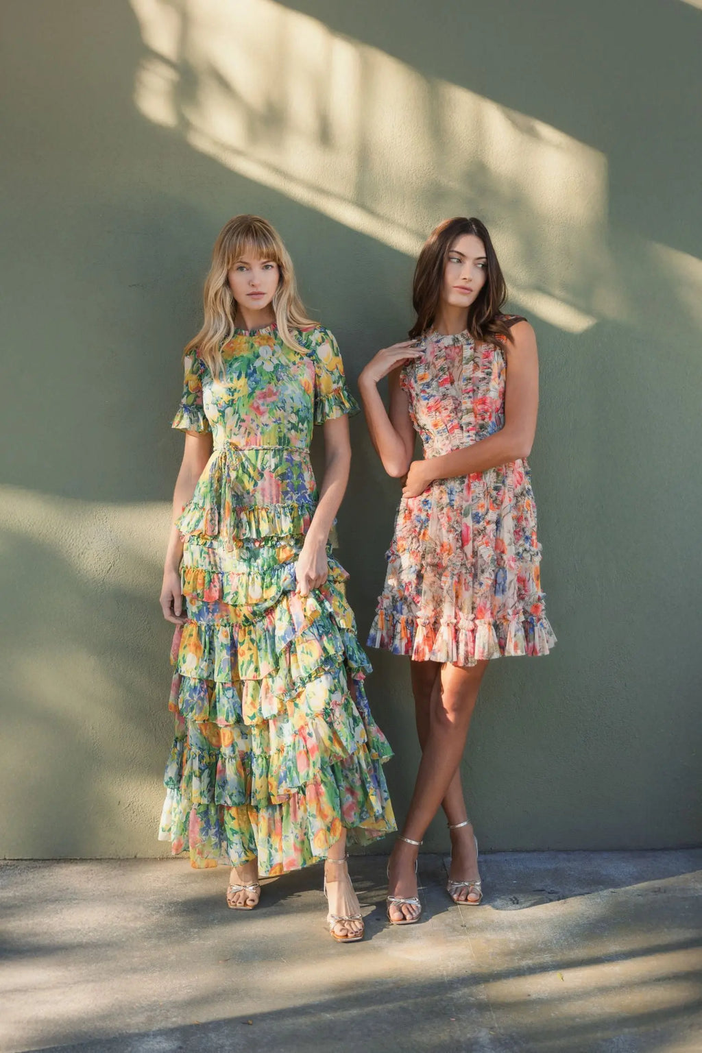 Multicolor Micro Ruffle Floral A-Line Mini Dress