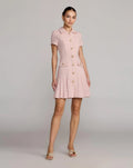Pink Boucle Button Front Mini Dress