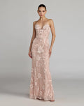 Pink Embellished Lace Strapless Sweetheart Gown
