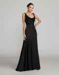 Black Charmeuse Cowl Gown With Thin Bow Straps