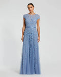Floral Embellished Cap Sleeve Gown