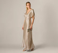 Metallic Flutter Knit Gown In Alabaster