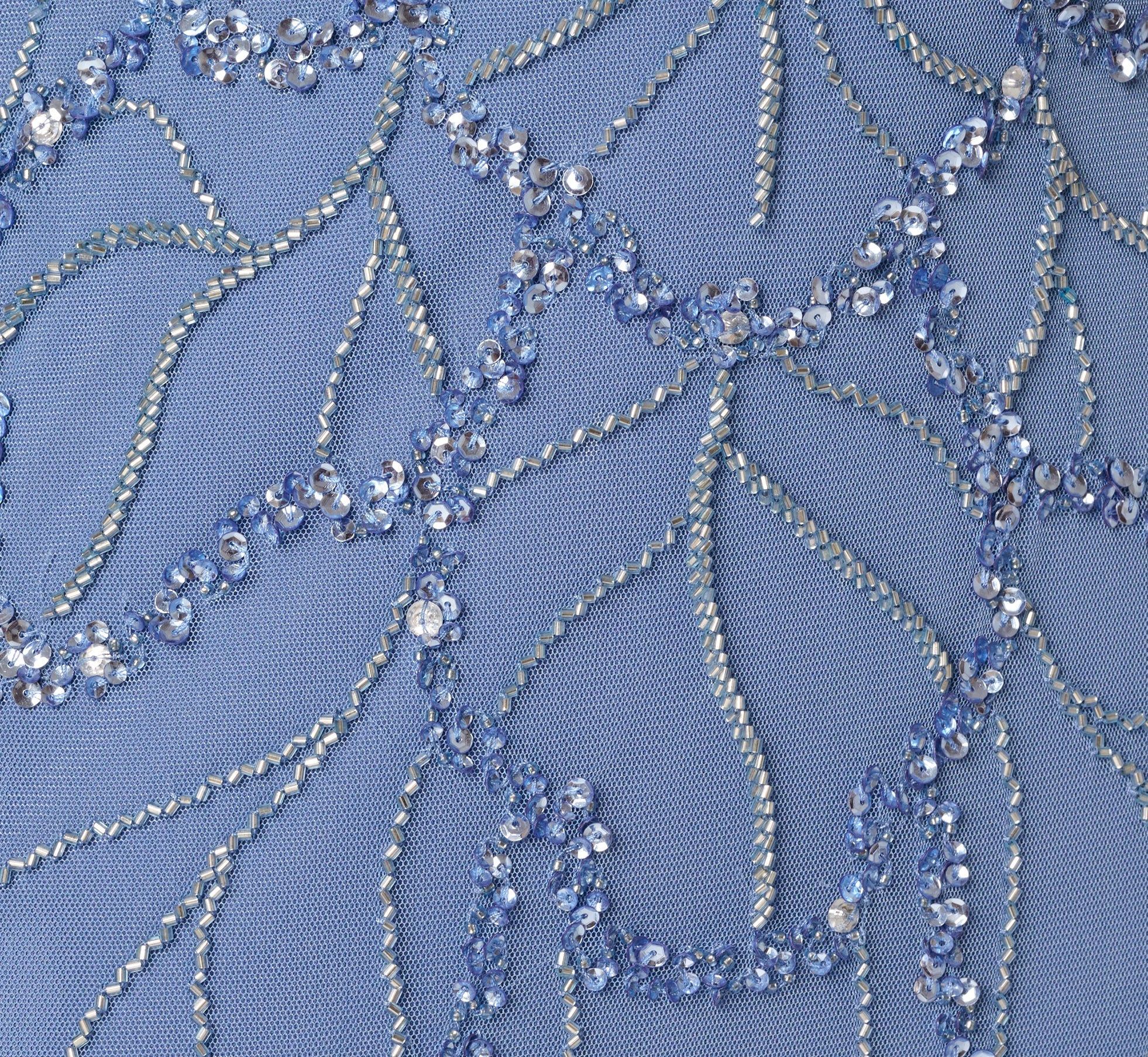 Flutter Sleeve Surplice Beaded Gown In French Blue