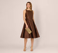 Sleeveless Mikado Fit And Flare Midi Dress With V-Back In Espresso