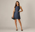 Mikado Rhinestone Pocket Short Dress In Midnight