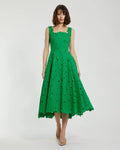 Embroidered Cotton A-Line Midi Dress