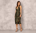 Jacquard Halter Midi Sheath Dress In Cool Mint
