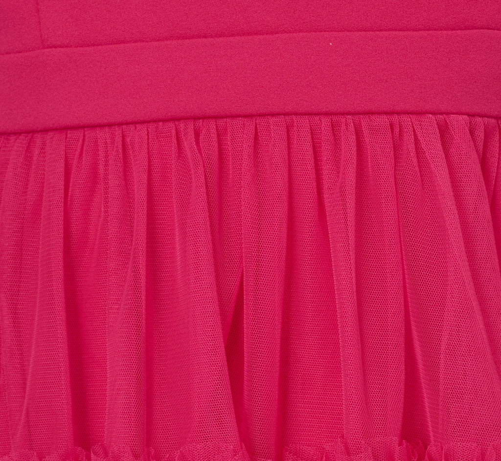Plus Size Sleeveless Midi Dress With Square Neck And Tiered Skirt In Bright Rose