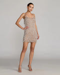Beige Pearl Fringe Mini Dress