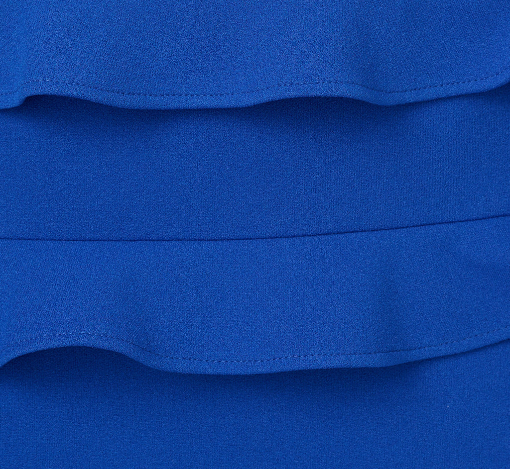 Sleeveless Crepe Flounce Midi Dress In True Blue
