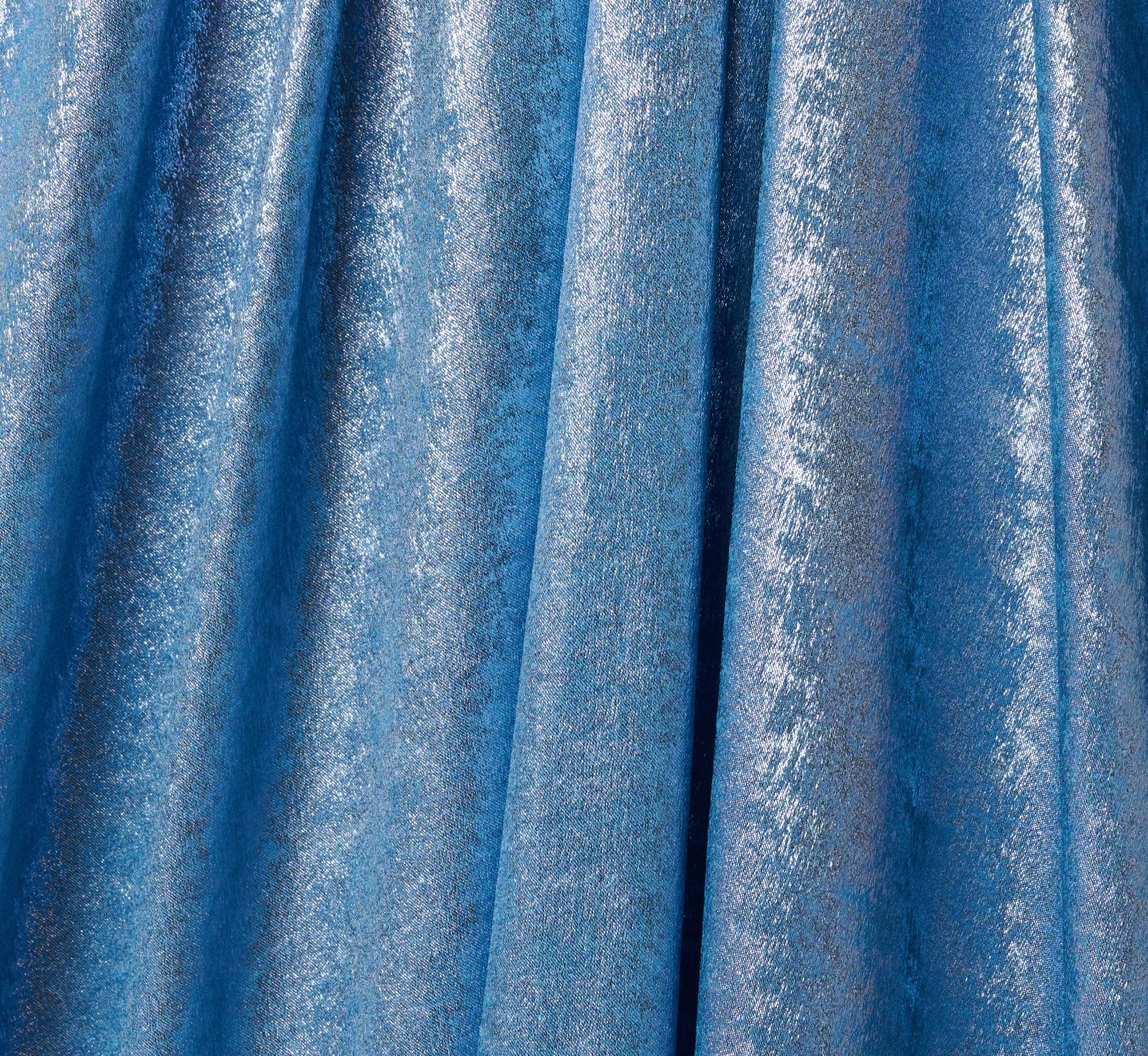 Strapless Foil Chiffon Trapeze Gown In Azure Blue