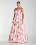 White Strapless Polka Dot Mikado Ball Gown